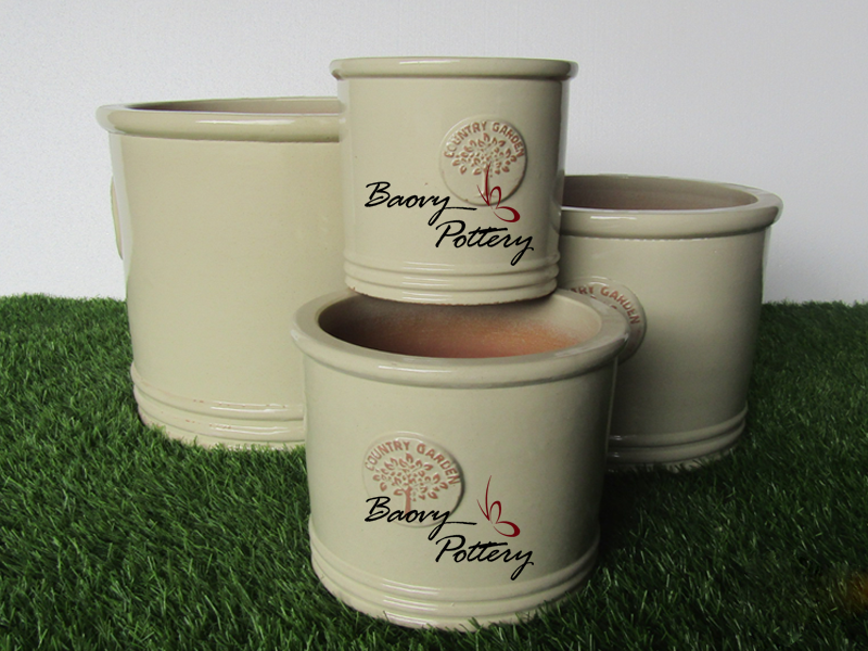 Cream Glazed Ceramic Tree Pattern Pots