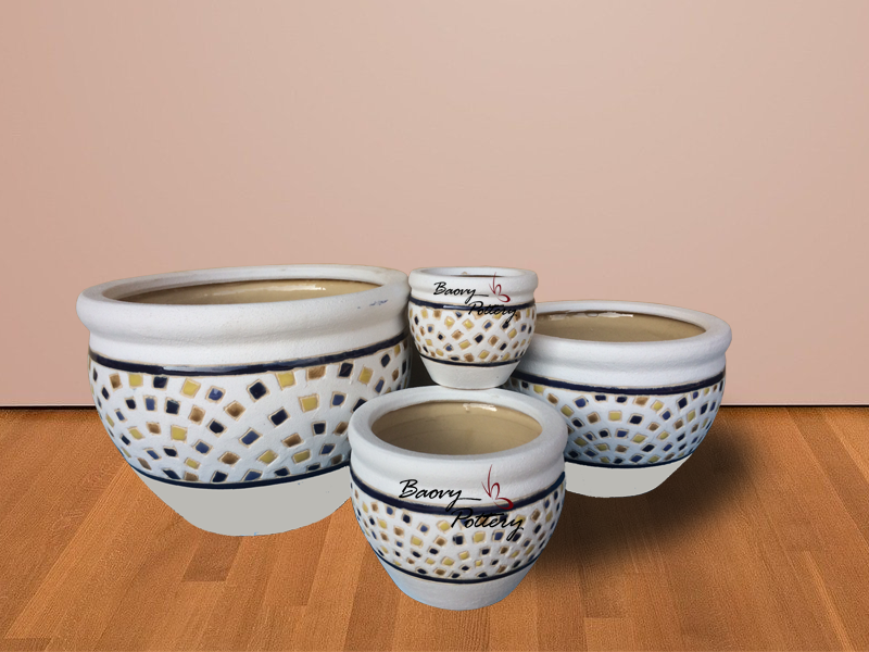 Glazed Ceramic Morden Pattern Pots