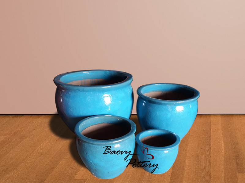 Light Blue Ceramic Bowl Planter